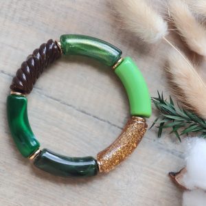 Bracelet jonc en perles tubes incurvés larges