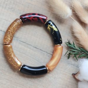 Bracelet jonc en perles tubes incurvés larges