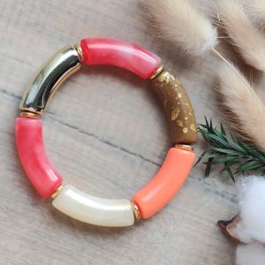 Bracelet jonc en perles tubes incurvés larges