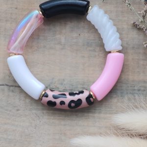 Bracelet jonc en perles tubes incurvés larges