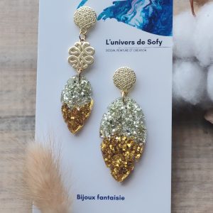 Boucles d'oreilles asymétriques en résine