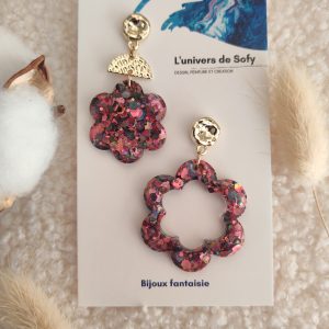 Boucles d'oreilles asymétriques en résine