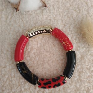 Bracelet jonc en perles tubes incurvés larges