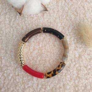 Bracelet jonc en perles tubes incurvés fines