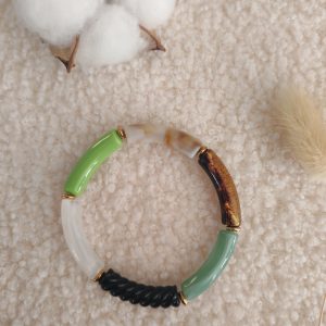 Bracelet jonc en perles tubes incurvés fines