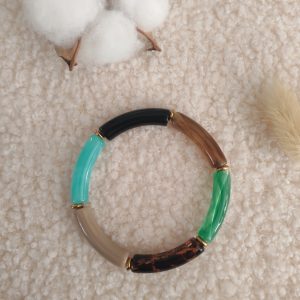 Bracelet jonc en perles tubes incurvés fines