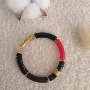 Bracelet jonc en perles tubes incurvés fines