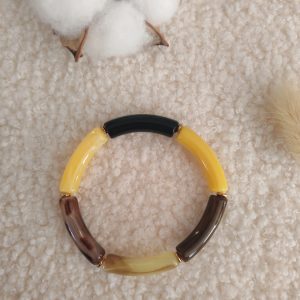 Bracelet jonc en perles tubes incurvés fines