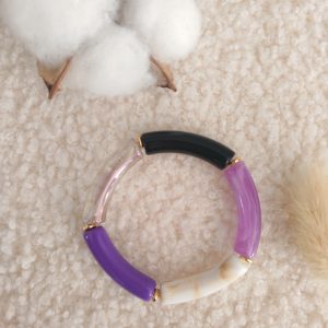Bracelet jonc en perles tubes incurvés fines (enfants)