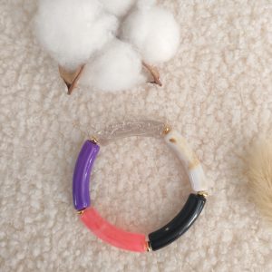 Bracelet jonc en perles tubes incurvés fines (enfants)