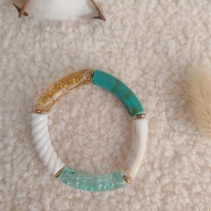 Bracelet jonc en perles tubes incurvés fines (enfants)