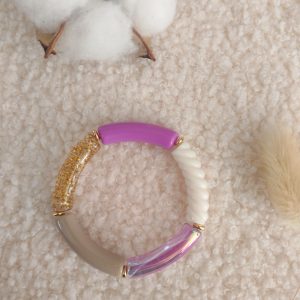 Bracelet jonc en perles tubes incurvés fines (enfants)
