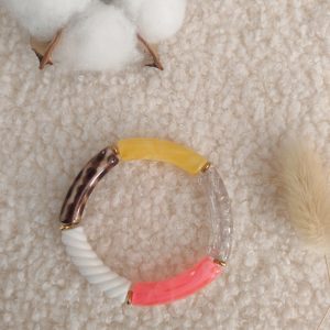 Bracelet jonc en perles tubes incurvés fines (enfants)