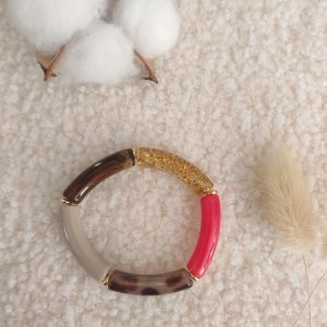 Bracelet jonc en perles tubes incurvés fines (enfants)