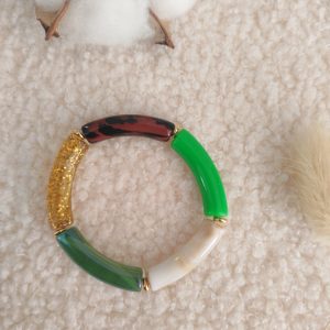 Bracelet jonc en perles tubes incurvés fines (enfants)