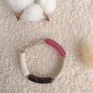 Bracelet jonc en perles tubes incurvés fines (enfants)