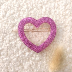 Barrette cœur résine