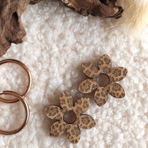 Pampilles pour créoles en bois de bambou – Imprimé animal