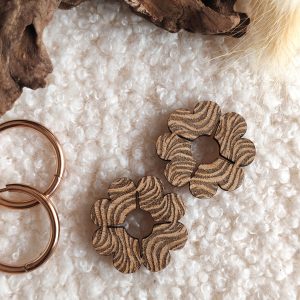 Pampilles pour créoles en bois de bambou – Imprimé animal