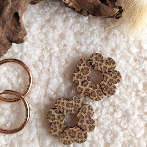 Pampilles pour créoles en bois de bambou – Imprimé animal