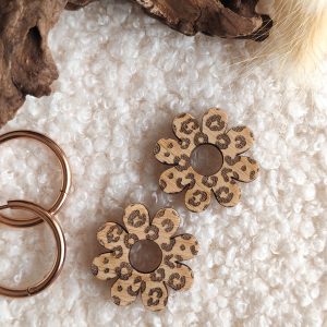 Pampilles pour créoles en bois de bambou – Imprimé animal