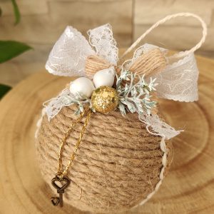 Boules de Noël en corde de lin