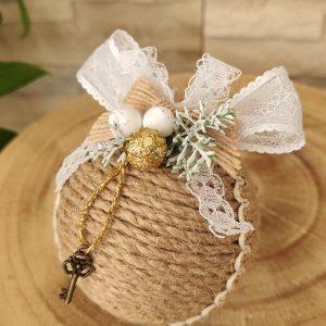 Boules de Noël en corde de lin